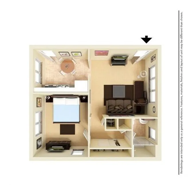 Greenview 1BD 1Bath 547sqft