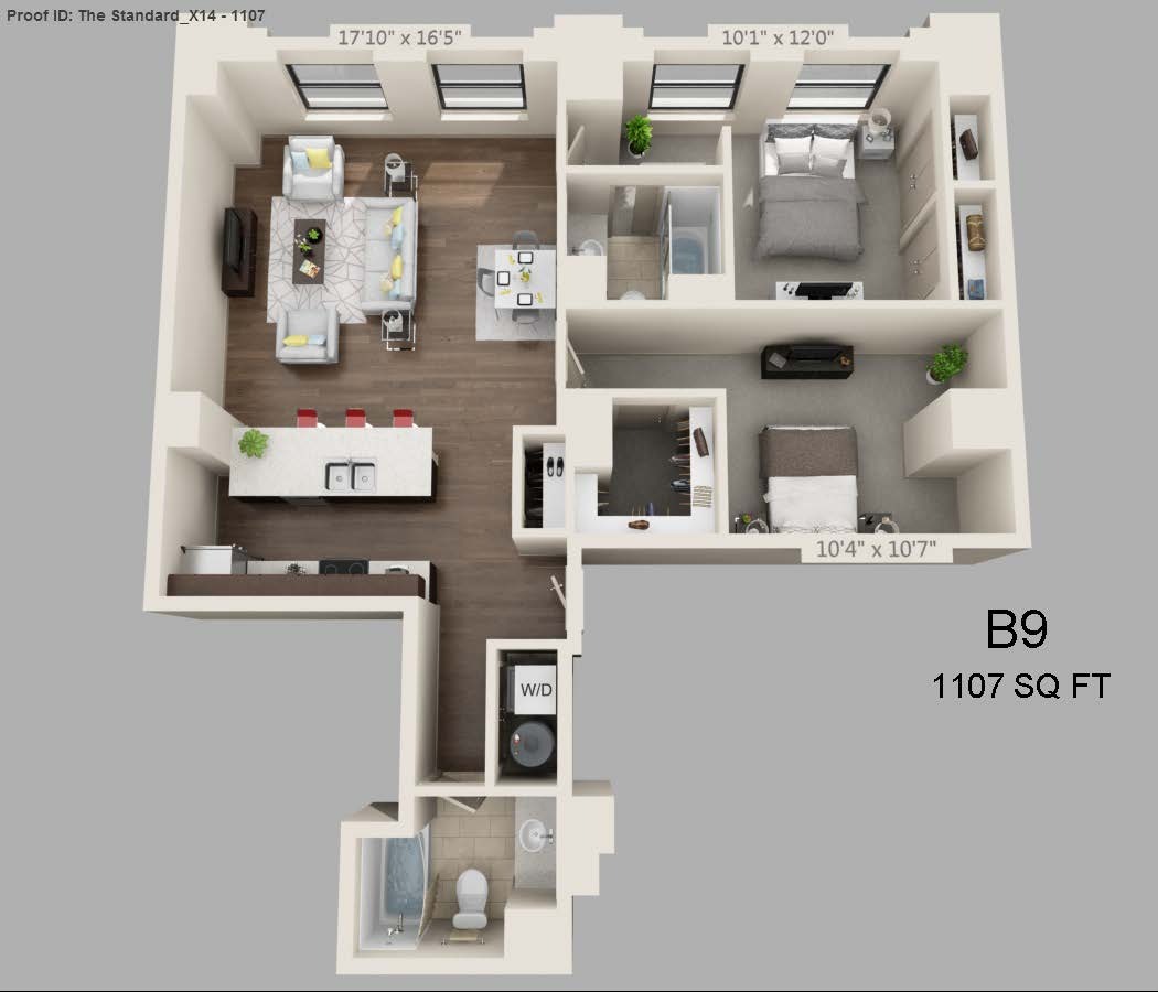 Two Bed Two Bath 1107 sqft