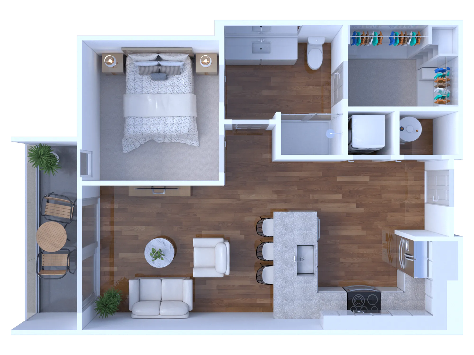 1 bed/1 bath 580 sq. ft.