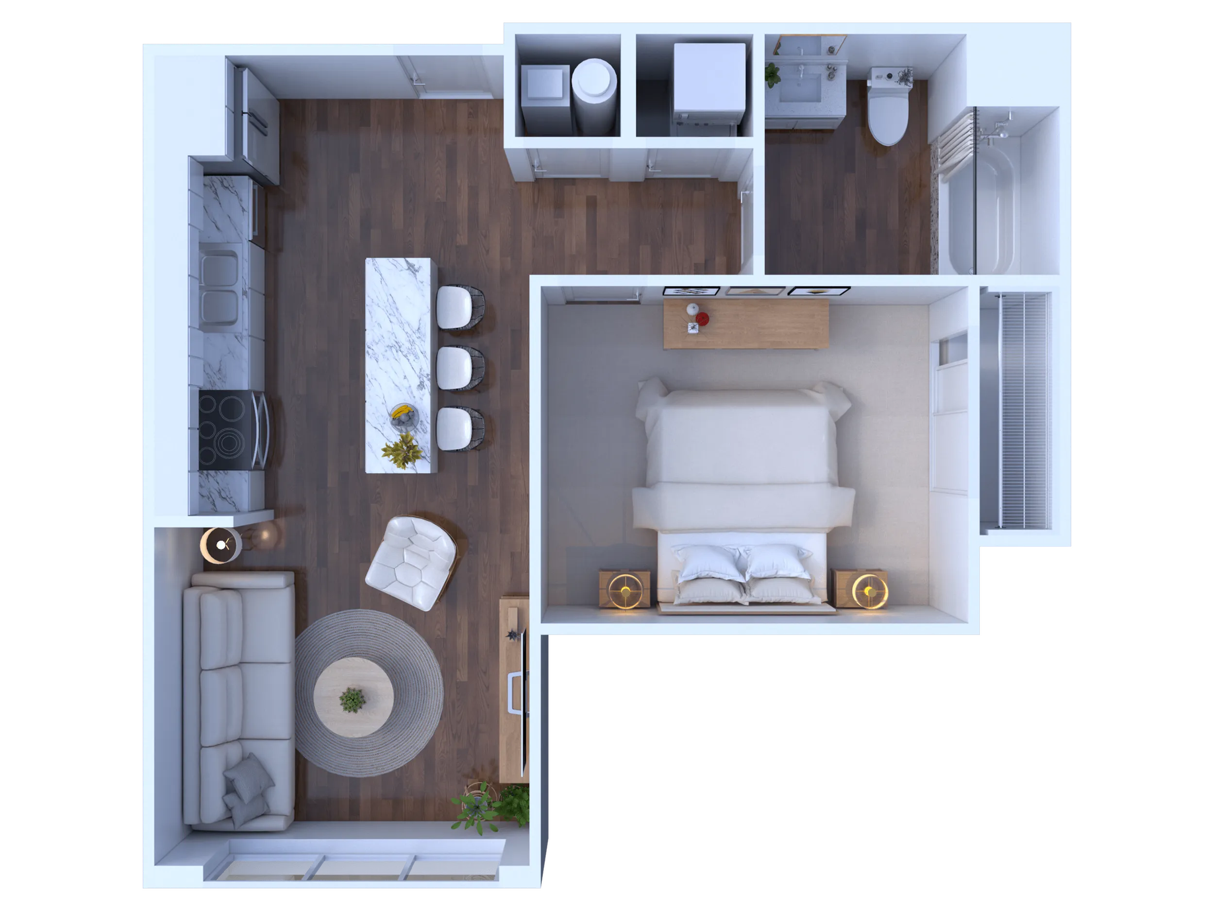 1 bedroom 1 bath Jr. B2 578 sqft