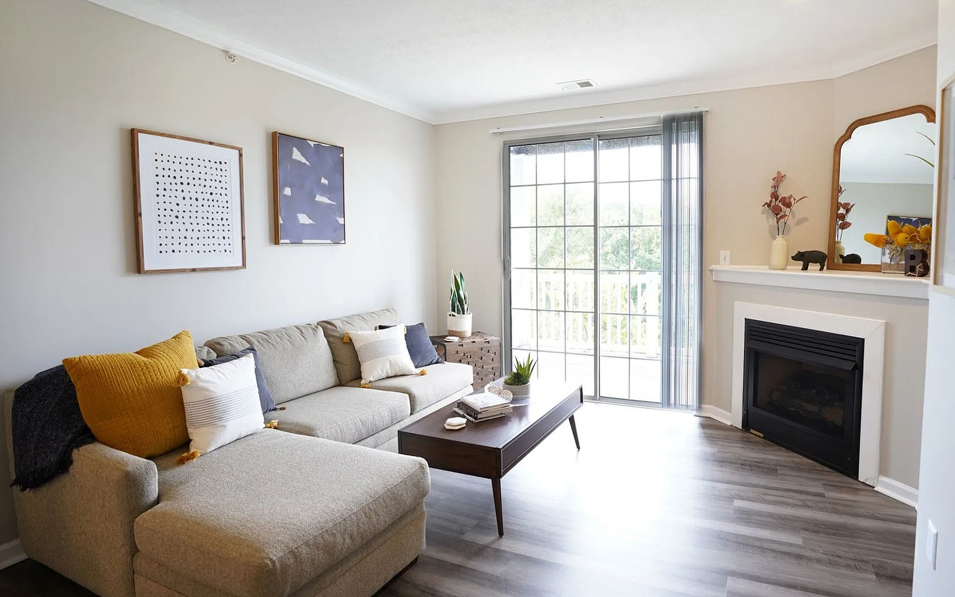 Living room with gas fireplace
