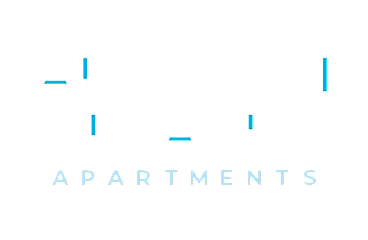 Elegant Larkwood Place Apartments logo with modern font and blue accents, perfect for a contemporary living vibe.