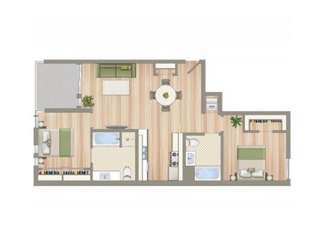 2 Bed/2 Bath Penthouse floor plan