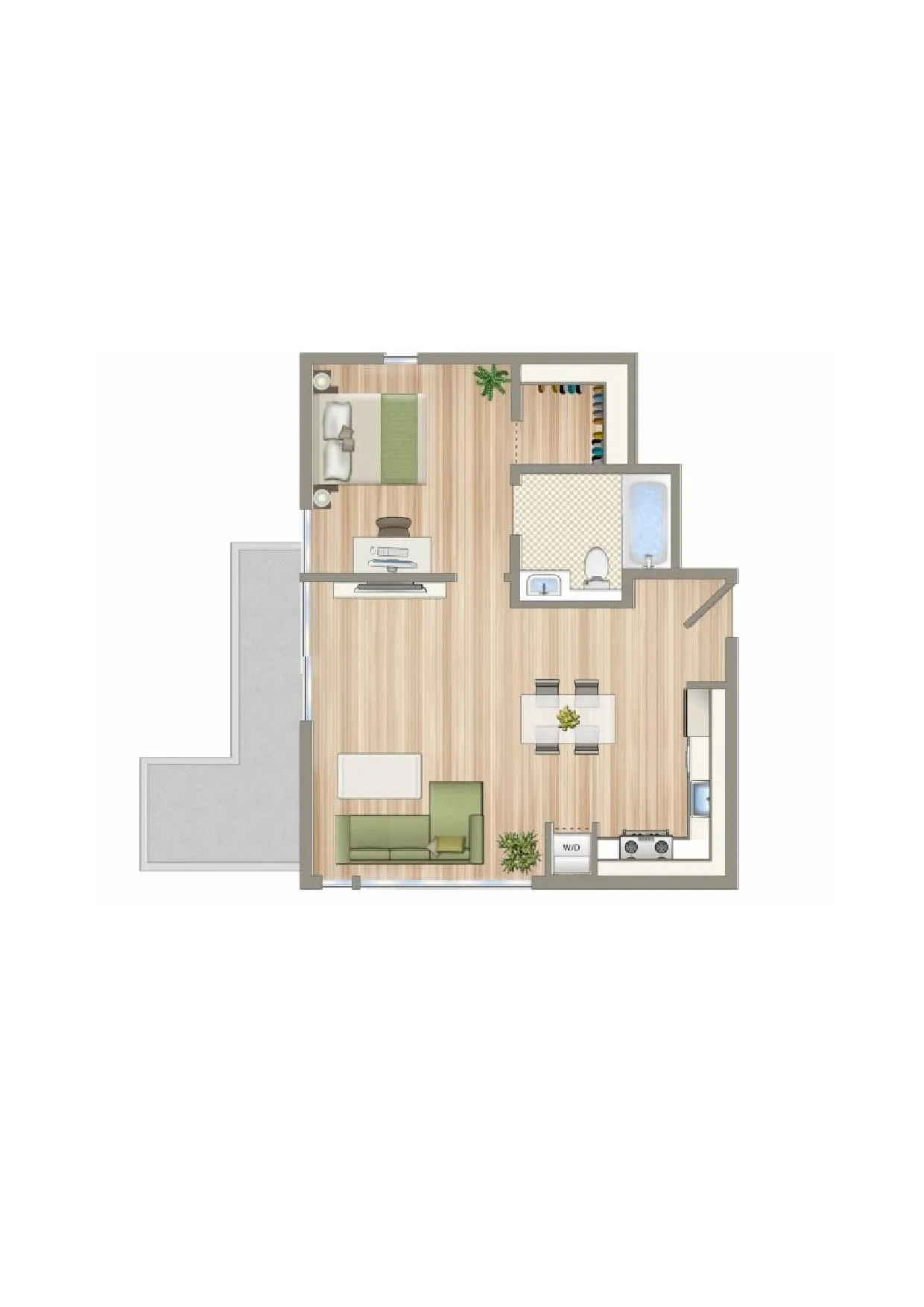 One Bedroom/One Bathroom floor plan