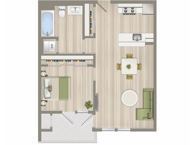 1 Bed/1 Bath- A4 floor plan