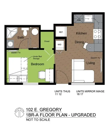 102 Gregory 1 Bed Floorplan A