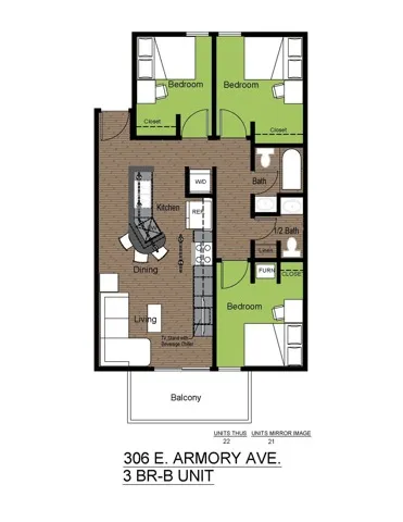 306 Armory 3 Bed Floorplan B