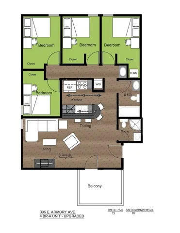 306 Armory 4 Bed Floorplan A