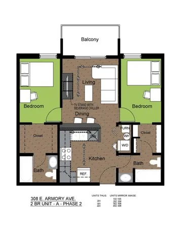 308 Armory 2 Bed Floorplan A