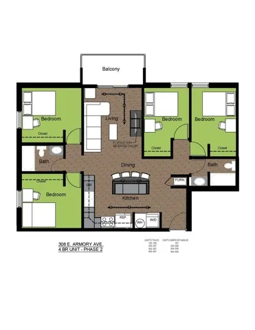 308 Armory 4 Bed Standard Floorplan