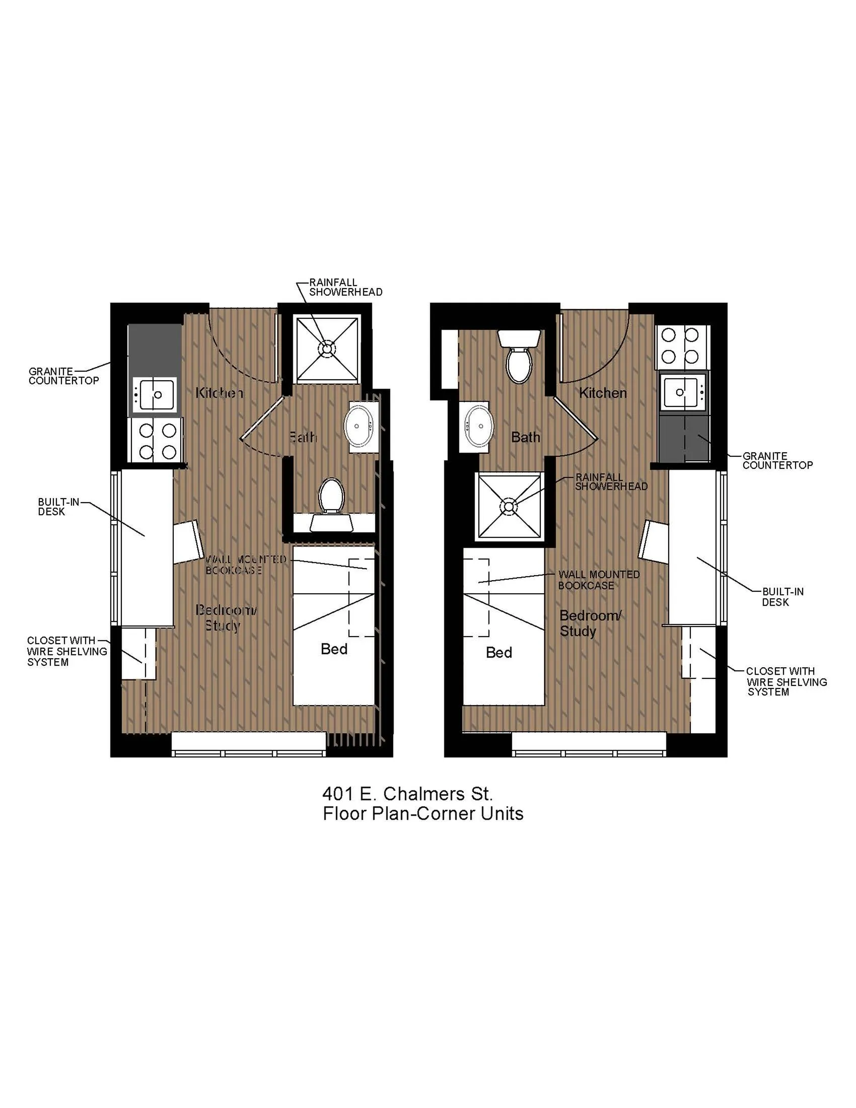 401 Chalmers Studio Corner Floorplan