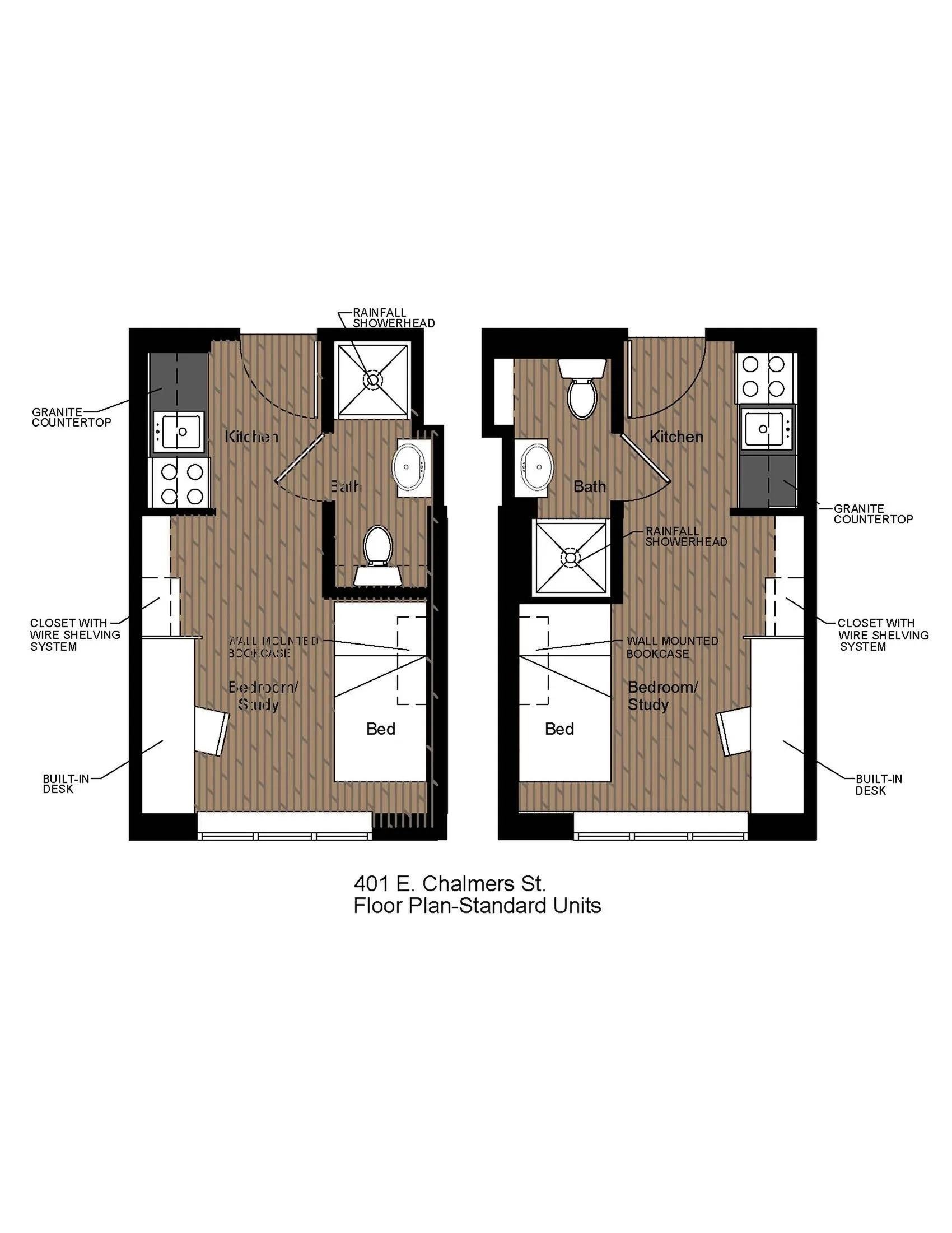 401 Chalmers Studio Standard Floorplan