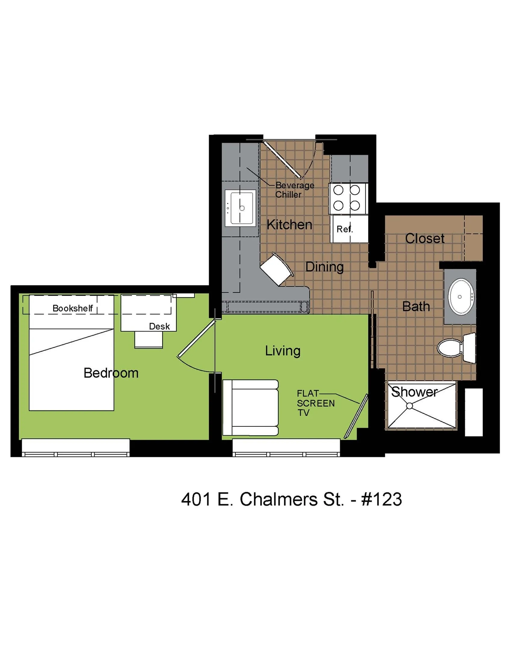 401 Chalmers 1 Bed Upgraded Floorplan