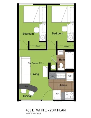 405 White 2 Bed Standard Floorplan
