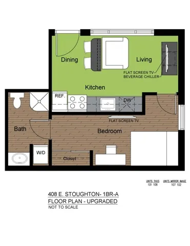 408 Stoughton 1 Bed Floorplan A