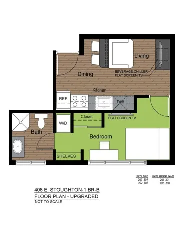 408 Stoughton 1 Bed Floorplan B