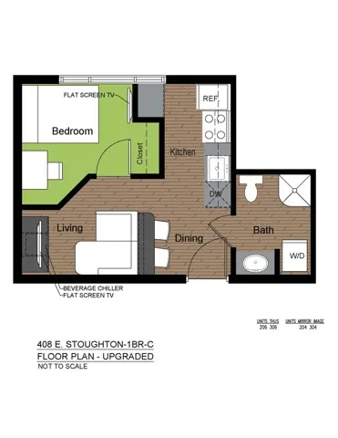 408 Stoughton 1 Bed Floorplan C
