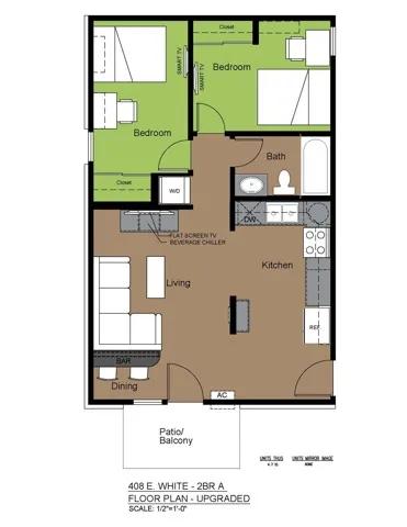 408 White 2 Bed Floorplan A