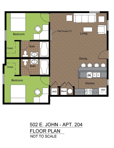 502 John 2 Bed Standard Floorplan