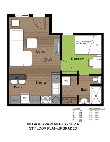 601-607 White 1 Bed Floorplan A