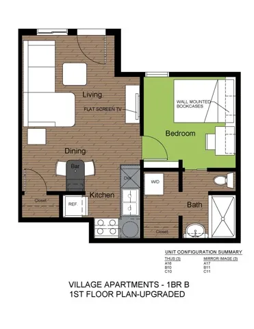 601-607 White 1 Bed Floorplan B