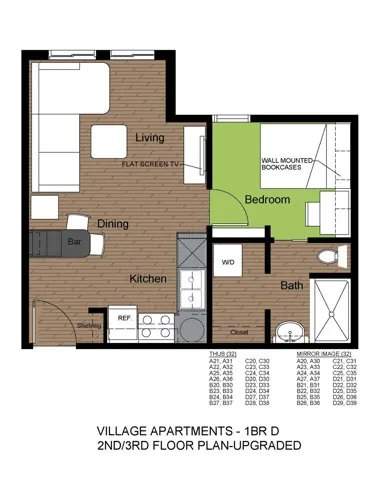 601-607 White 1 Bed Floorplan D