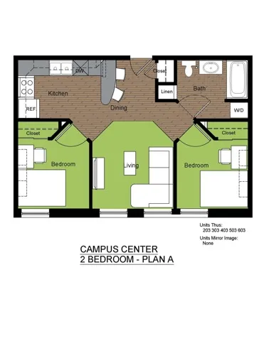 601 Sixth 2 Bed Floorplan A