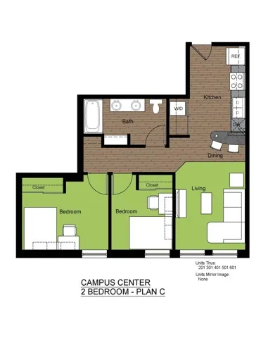 601 Sixth 2 Bed Floorplan C