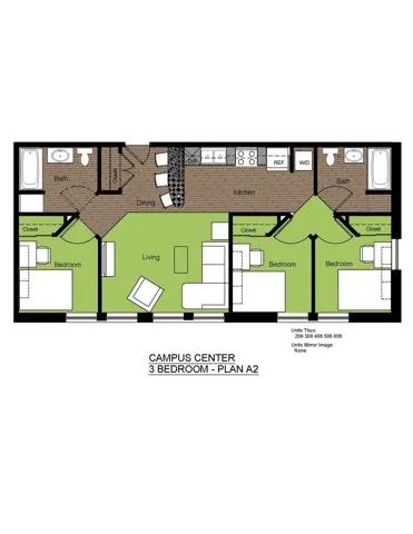 601 Sixth 3 Bed Floorplan A2