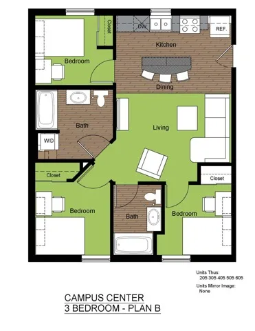 601 Sixth 3 Bed Floorplan B