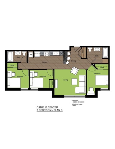 601 Sixth 3 Bed Floorplan C