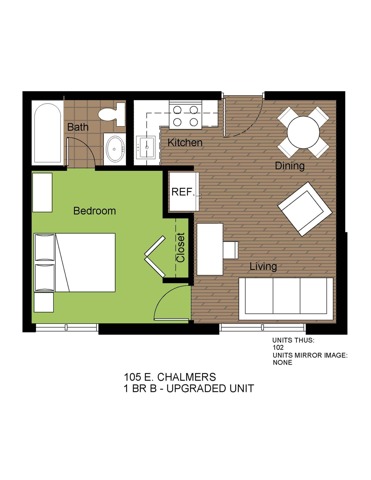 105 Chalmers 1 Bed Floorplan B Upgraded