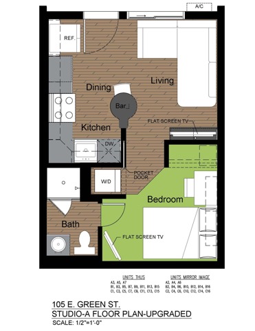 105 Green Studio A Floorplan
