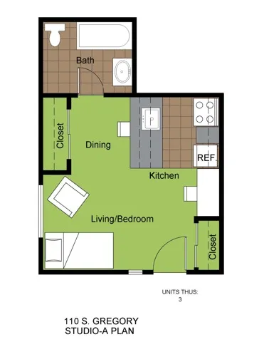 110 Gregory Studio Standard Floorplan