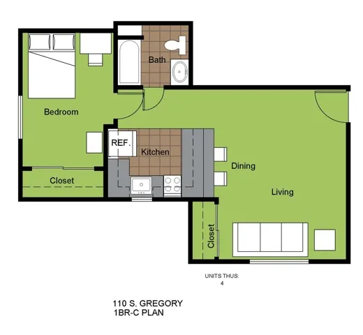 110 Gregory 1 Bed Floorplan C
