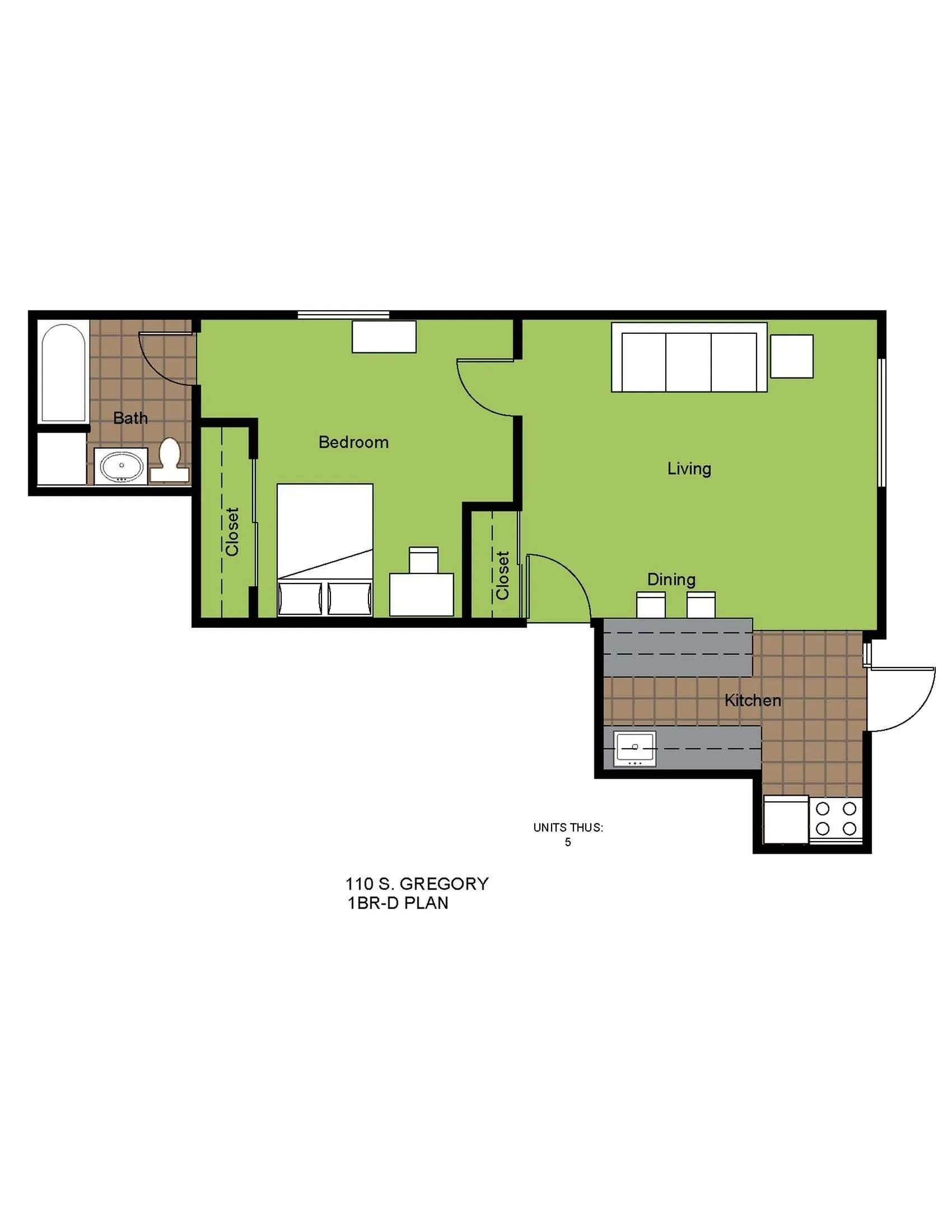 110 Gregory 1 Bed Floorplan D