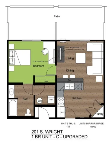 201 Wright 1 Bed Floorplan C