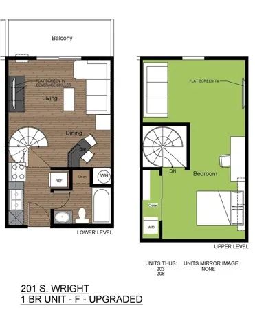 201 Wright 1 Bed Floorplan F (Loft)