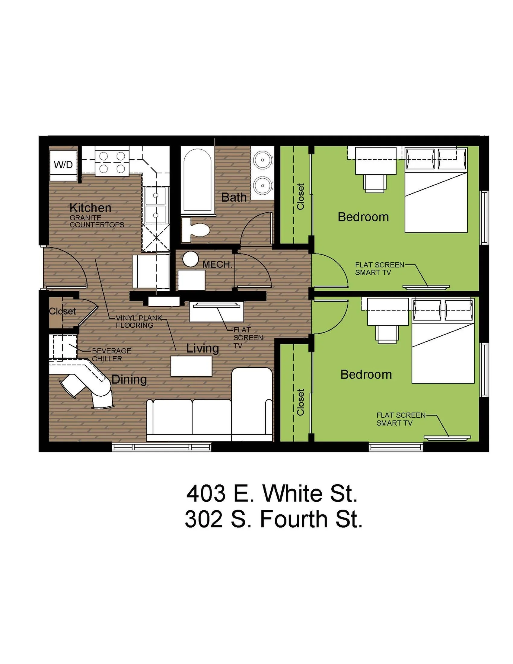 302 Fourth 2 Bed Standard Floorplan
