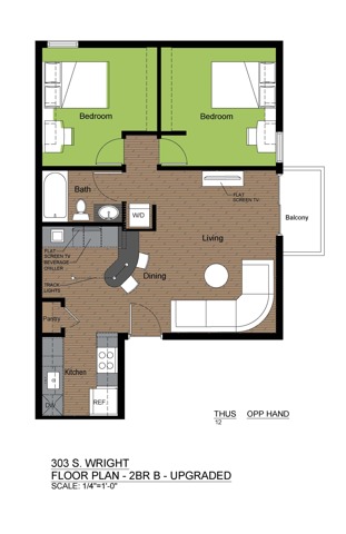 303 Wright 2 Bed Floorplan B Upgraded