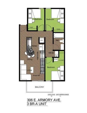 306 Armory 3 Bed Floorplan A