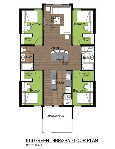 616 Green 4 Bed 2 Bath Standard Floorplan