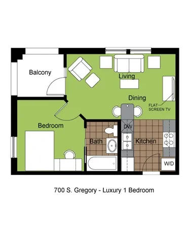 700 Gregory 1 Bed Luxury Floorplan