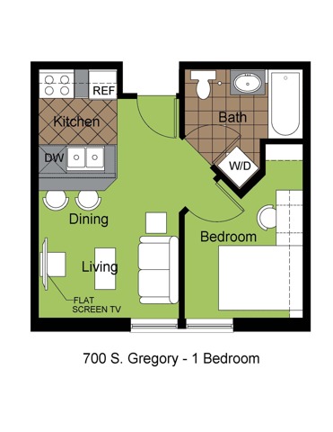 700 Gregory 1 Bed Standard Floorplan