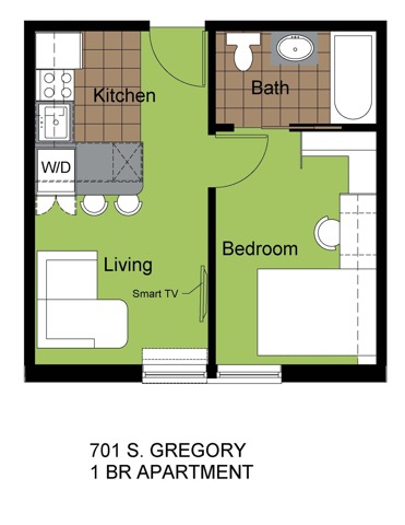 701 Gregory 1 Bed Standard Floorplan