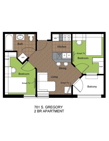 701 Gregory 2 Bed Standard Floorplan