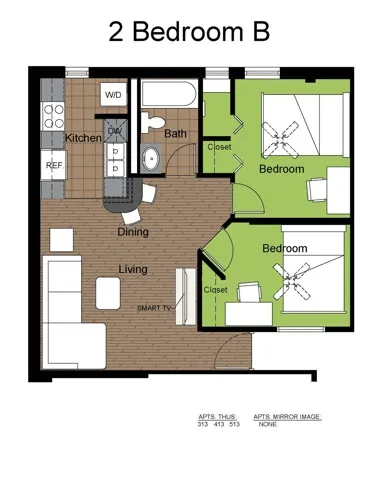 707 Sixth 2 Bed Floorplan B