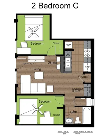707 Sixth 2 Bed Floorplan C