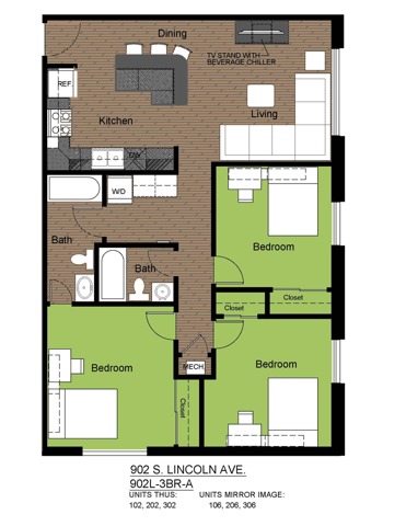 902 Lincoln 3 Bed Floorplan A