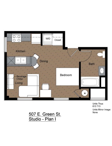 507 Green Studio Floorplan I